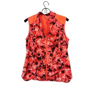 EP sport floral pink full zip vest mesh lining women's size medium